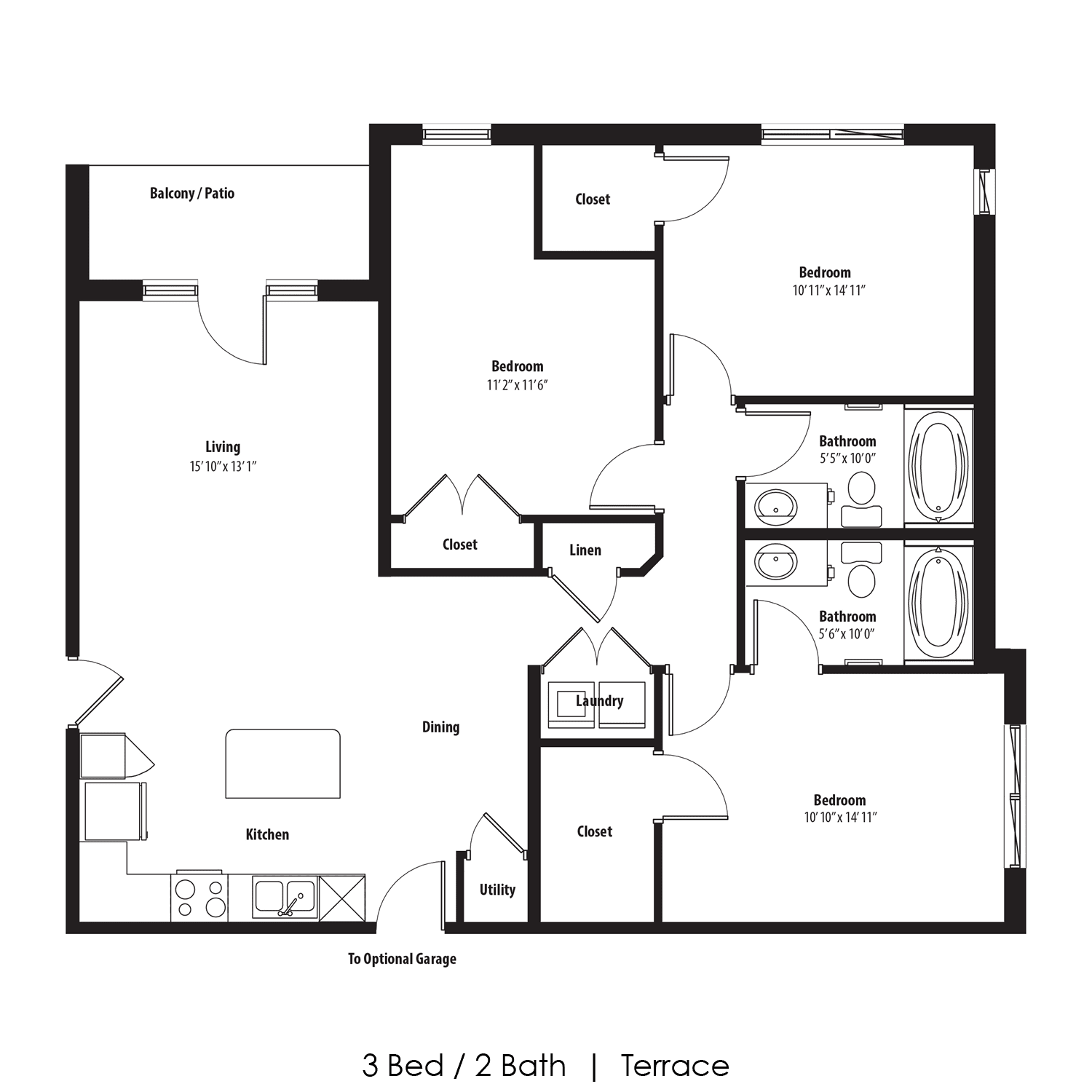 3 Bedroom Floor Plan at Legacy Commons, Omaha